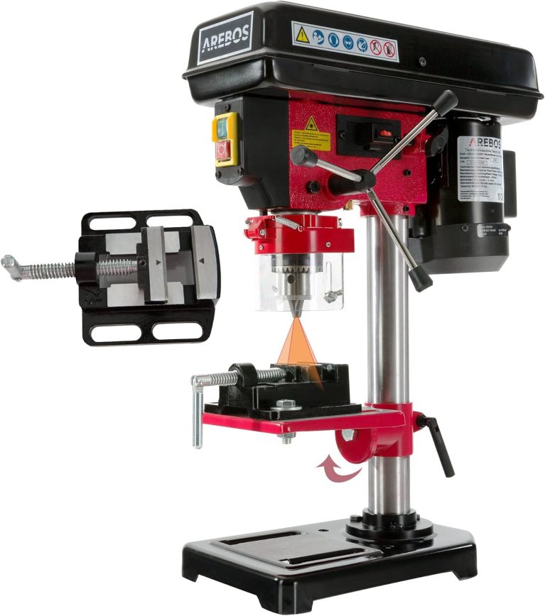 Arebos Perceuse à Colonne 500W | Laser Intégré | 5 Vitesses | Étau 13mm